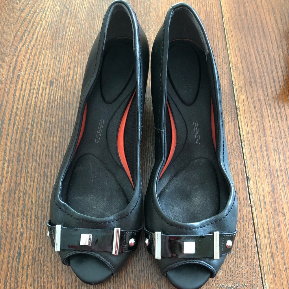 Rockport Peep Toe Wedge Shoes Soft Leather Upper